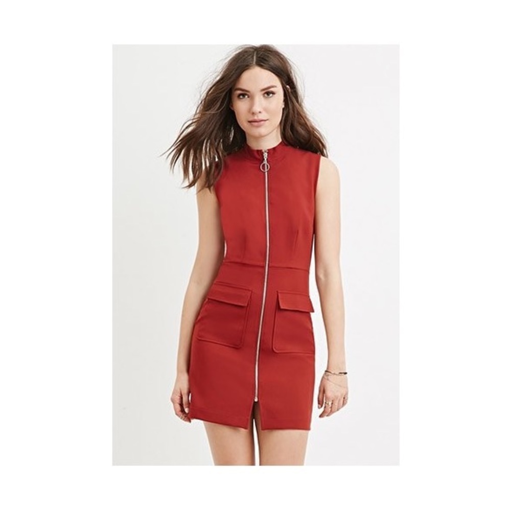 Burnt Orange Zip Up Forever 21 Dress 🎃 - Picture 1 of 5